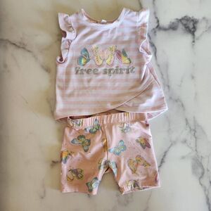 Nanette baby 3-6 month baby girl glitter butterfly princess sparkle outfit short